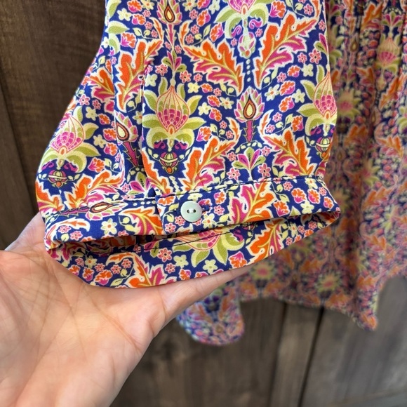 Rose and Olive 1X Top Tunic V Neck Henley pin Tuck Floral - Picture 8 of 11